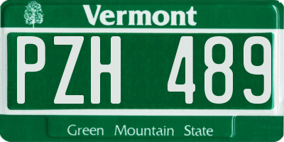 VT license plate PZH489
