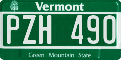 VT license plate PZH490