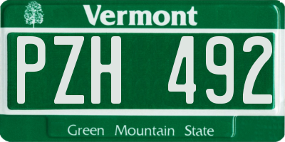 VT license plate PZH492