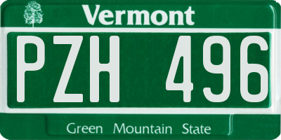 VT license plate PZH496