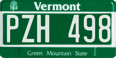VT license plate PZH498