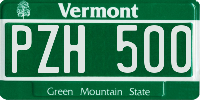 VT license plate PZH500