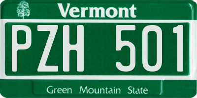 VT license plate PZH501