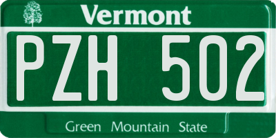 VT license plate PZH502