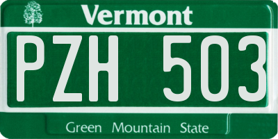 VT license plate PZH503
