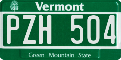VT license plate PZH504