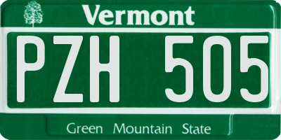 VT license plate PZH505