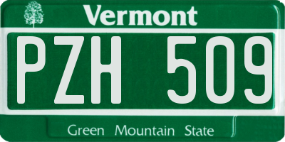 VT license plate PZH509