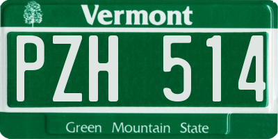 VT license plate PZH514