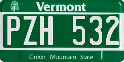VT license plate PZH532