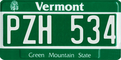 VT license plate PZH534