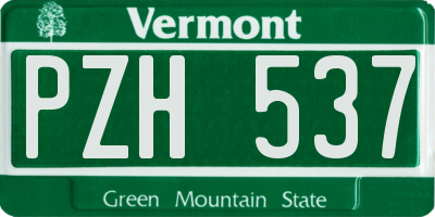 VT license plate PZH537