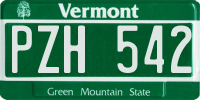 VT license plate PZH542