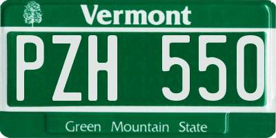 VT license plate PZH550