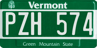 VT license plate PZH574