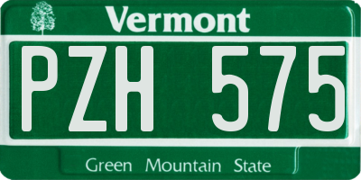 VT license plate PZH575