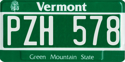 VT license plate PZH578