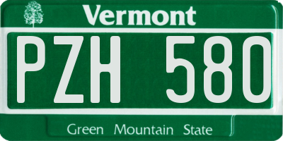 VT license plate PZH580