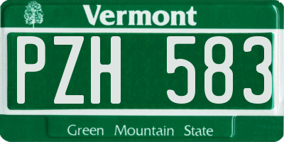 VT license plate PZH583