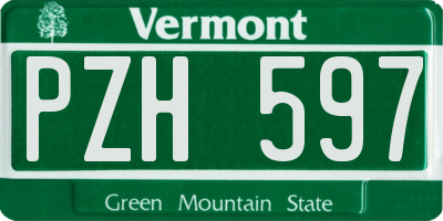 VT license plate PZH597