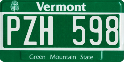 VT license plate PZH598