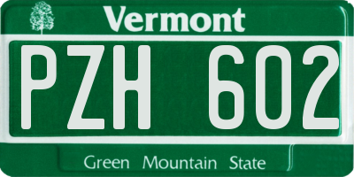 VT license plate PZH602