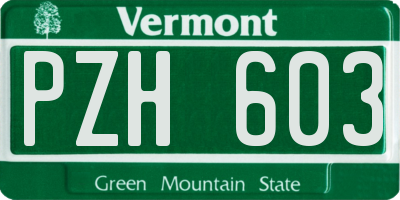 VT license plate PZH603
