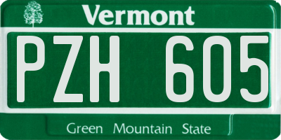 VT license plate PZH605