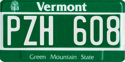 VT license plate PZH608