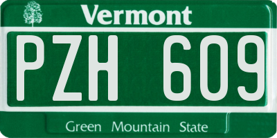 VT license plate PZH609