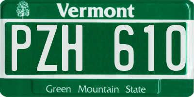 VT license plate PZH610