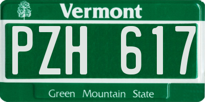 VT license plate PZH617