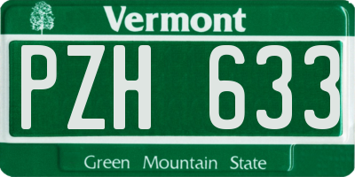 VT license plate PZH633