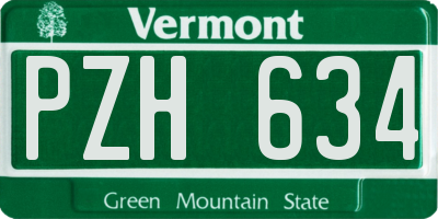 VT license plate PZH634