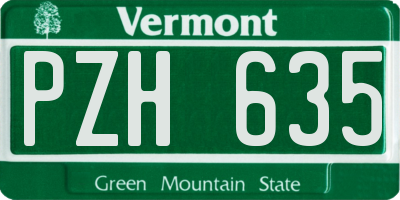 VT license plate PZH635