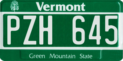 VT license plate PZH645