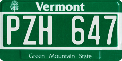 VT license plate PZH647