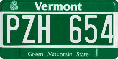 VT license plate PZH654