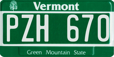 VT license plate PZH670