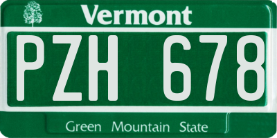 VT license plate PZH678