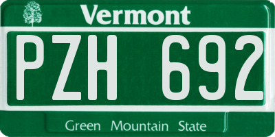 VT license plate PZH692