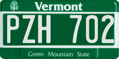 VT license plate PZH702
