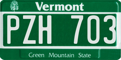 VT license plate PZH703