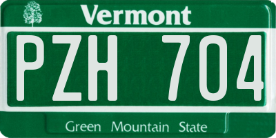 VT license plate PZH704