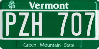 VT license plate PZH707