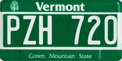 VT license plate PZH720