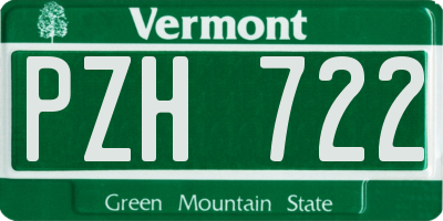 VT license plate PZH722