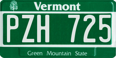 VT license plate PZH725