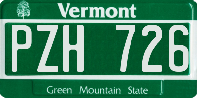 VT license plate PZH726