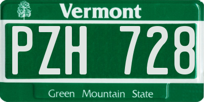 VT license plate PZH728